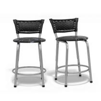 Kit 2 Banquetas Gourmet Ilha Baixa Estrutura Prata Encosto Junco Preto Ideal Mesa Bar Bistrô Área De Lazer Lachonete Kit 2 Banquetas Gourmet Ilha Baixa Estrutura Prata Encosto Junco Preto Ideal Mesa Bar Bistrô Área De Lazer Lachonete