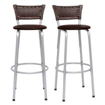 Kit 2 Banquetas Industrial Estrutura Prata Bancada Balcão Ilha Cozinha Americana Encosto Junco Argila 70cm Itagold Kit 2 Banquetas Industrial Estrutura Prata Bancada Balcão Ilha Cozinha Americana Encosto Junco Argila 70cm Itagold