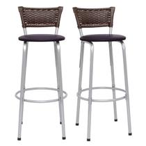 Kit 2 Banquetas Industrial Estrutura Prata Bancada Balcão Ilha Cozinha Americana Encosto Junco Argila 70cm Itagold Kit 2 Banquetas Industrial Estrutura Prata Bancada Balcão Ilha Cozinha Americana Encosto Junco Argila 70cm Itagold