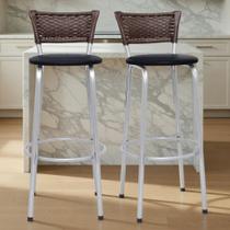 Kit 2 Banquetas Industrial Estrutura Prata Bancada Balcão Ilha Cozinha Americana Encosto Junco Argila 70cm Itagold Kit 2 Banquetas Industrial Estrutura Prata Bancada Balcão Ilha Cozinha Americana Encosto Junco Argila 70cm Itagold