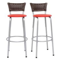 Kit 2 Banquetas Industrial Estrutura Prata Bancada Balcão Ilha Cozinha Americana Encosto Junco Argila 70cm Itagold Kit 2 Banquetas Industrial Estrutura Prata Bancada Balcão Ilha Cozinha Americana Encosto Junco Argila 70cm Itagold