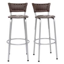 Kit 2 Banquetas Industrial Estrutura Prata Bancada Balcão Ilha Cozinha Americana Encosto Junco Argila 70cm Itagold Kit 2 Banquetas Industrial Estrutura Prata Bancada Balcão Ilha Cozinha Americana Encosto Junco Argila 70cm Itagold