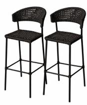 Kit 2 banquetas ivy em aluminio com corda nautica area gourmet