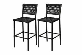 Kit 2 banquetas lara em aluminio com corda nautica