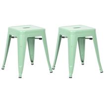 Kit 2 Banquetas Laráz Iron Tolix baixa 45 cm - Verde Claro