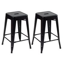 Kit 2 Banquetas Laráz Iron Tolix média 61 cm - Preto
