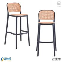 Kit 2 Banquetas Lia com Encosto Preta e Branca - Rivatti Kit 2 Banquetas Lia com Encosto Preta e Branca - Rivatti