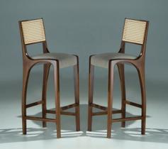 Kit 2 Banquetas Lilie Base Imbuia Vários Tecidos em Linho e Veludo - Datelli Design