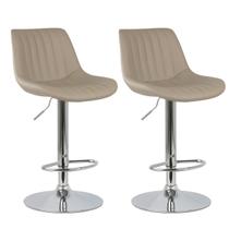 Kit 2 Banquetas Lille Em Pu Sintético Base Disco Cromada