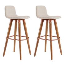 Kit 2 Banquetas Linea Alta Luxo Aço Cobre Assento Linho Cozinha Americana Moderna - Cobre/palha Kit 2 Banquetas Linea Alta Luxo Aço Cobre Assento Linho Cozinha Americana Moderna - Cobre/palha