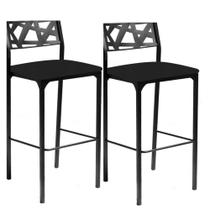 Kit 2 banquetas Luiza assento preto-Gat Magazine