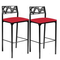 Kit 2 banquetas Luiza assento vermelho-Gat Magazine