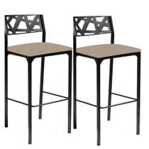 Kit 2 banquetas Luiza suede bege-Gat Magazine