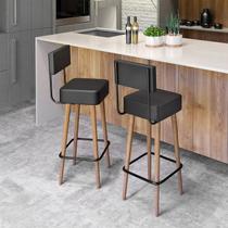 Kit 2 Banquetas Madeira Maciça material sintético Barcelona