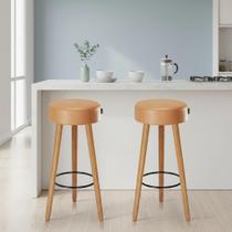 Kit 2 Banquetas material sintético e Madeira Maciça Londres