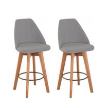 KIt 2 Banquetas Maya Gourmet Giratoria Decorativa - tecido Linho