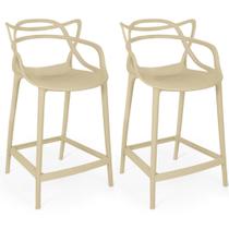 Kit 2 Banquetas Média Allegra 66cm Design Cozinha/Bancada - Nude