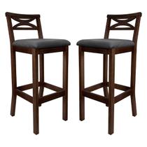 Kit 2 Banquetas Media Estofada para Bancada Madri Madeira Capuccino Suede Cinza CCS