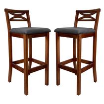 Kit 2 Banquetas Média Estofada para Bancada Madri Madeira Castanho Suede CCS