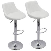 Kit 2 Banquetas Milano Carmel Estofada Giratória c/ Regulagem - Branco Kit 2 Banquetas Milano Carmel Estofada Giratória c/ Regulagem - Branco