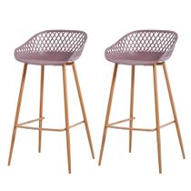 Kit 2 Banquetas Mônaco Clarice Alta Fratini 96 cm (altura) em Polipropileno Cardo Base em Aço