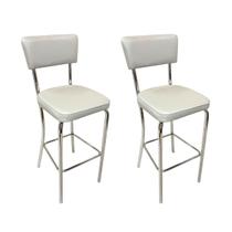 Kit 2 Banquetas Olivia Alta Bar Cozinha Cromada Assento Grosso Confortável Prata Encosto Estofado Kit 2 Banquetas Olivia Alta Bar Cozinha Cromada Assento Grosso Confortável Prata Encosto Estofado