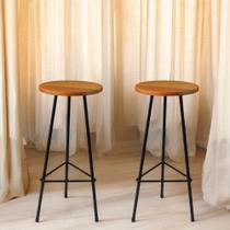 Kit 2 Banquetas para Balcão de cozinha Alta Confortavel Estilo Moderno Ideal para Area Gourmet Estrutura de Metal Assent