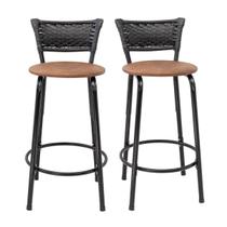 Kit 2 Banquetas Para Bancada 60cm Preta Junco Preto Balcão Ilha Bistrô Bar Cozinha Gourmet Área de Lazer Piscina Kit 2 Banquetas Para Bancada 60cm Preta Junco Preto Balcão Ilha Bistrô Bar Cozinha Gourmet Área de Lazer Piscina