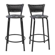 Kit 2 Banquetas Para Bancada 60cm Preta Junco Preto Balcão Ilha Bistrô Bar Cozinha Gourmet Área de Lazer Piscina Kit 2 Banquetas Para Bancada 60cm Preta Junco Preto Balcão Ilha Bistrô Bar Cozinha Gourmet Área de Lazer Piscina