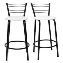 Kit 2 Banquetas Para Bancada Flórida Preta 60cm Bistrô Bar Cozinha Gourmet Balcão Ilha Área de Lazer Piscina