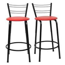 Kit 2 Banquetas Para Bancada Flórida Preta 60cm Bistrô Bar Cozinha Gourmet Balcão Ilha Área de Lazer Piscina