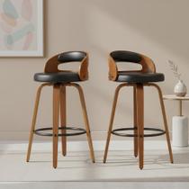 Kit 2 Banquetas para Cozinha Altas Giratórias Madeira Roma Rivatti Kit 2 Banquetas para Cozinha Altas Giratórias Madeira Roma Rivatti