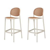 Kit 2 Banquetas Positano Fratini 108 cm (altura) Polipropileno Nude Tramas Bege Simulando Rattan
