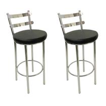Kit 2 Banquetas Rafaela - Redonda Alta para Bar e Cozinha Cromada com Assento Confortável cor Preto Kit 2 Banquetas Rafaela - Redonda Alta para Bar e Cozinha Cromada com Assento Confortável cor Preto