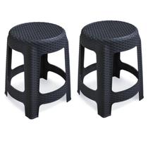 Kit 2 Banquetas Rattan Premium Preta 35x45cm 25618 Arqplast Kit 2 Banquetas Rattan Premium Preta 35x45cm 25618 Arqplast