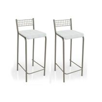 Kit 2 Banquetas Sala Jantar Gênova 2B705CR 2 Un Níquel/Courano Branco - Kappesberg