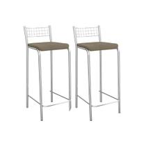 Kit 2 Banquetas Sala Jantar Gênova 2B705CR Aço 2 Un Cromado/Boucle Bege Fendi - Kappesberg