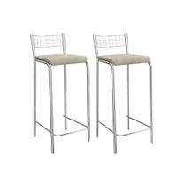 Kit 2 Banquetas Sala Jantar Gênova 2B705CR Aço 2 Un Cromado/Linho Bege Fendi - Kappesberg Kit 2 Banquetas Sala Jantar Gênova 2B705CR Aço 2 Un Cromado/Linho Bege Fendi - Kappesberg