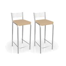 Kit 2 Banquetas Sala Jantar Gênova B705CR Un Cromada/Nude - Kappesberg