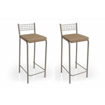 Kit 2 Banquetas Sala Jantar Gênova B705NK Un Níquel/Capuccino - Kappesberg