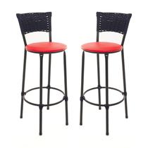 KIT 2 Banquetas Tricô Náutico AZUL ESCURO Alta Bancada Balcão Cozinha Area de Lazer