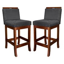 Kit 2 Banquetas Turim Assento 60 Cm Madeira Castanho Suede
