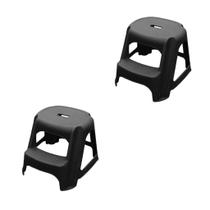 Kit 2 Banquinho Com Degraus Antiderrapante Preto de 35 cm - Poly Plast Kit 2 Banquinho Com Degraus Antiderrapante Preto de 35 cm - Poly Plast