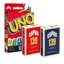 Kit 2 Baralhos Copag 139 Naipe Grande + Jogo cartas Uno Kit 2 Baralhos Copag 139 Naipe Grande + Jogo cartas Uno