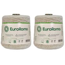 Kit 2 Barbantes Cru 1 Kilo Espessura Fio 8 Euroroma Crochê, Amigurumi, Macramê, Frigorífico e Artesanato