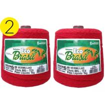 Kit 2 Barbantes Vermelho Eco Brasil 1 Kilo Fio n 6 de 885 TEX Soberano Crochê, Tricô, Tear, Talagarça, Amigurumi e Artesanato