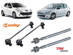 Kit 2 barra axial + 2 bieleta estabilizadora peugeot 206 207