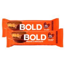 Kit 2 Barra de Proteína Bold Sabor Paçoca e Chocolate 20g de Proteína Zero Açúcar com 60g