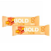 Kit 2 Barra de Proteína Bold Thin Sabor Caramelo e Amendoim 12g de Proteína Zero Açúcar com 40g