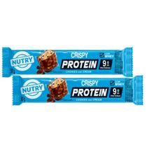 Kit 2 Barra de Proteína Nutry Crispy Protein com 9g de Proteínas Sabor Cookies & Cream 30g
